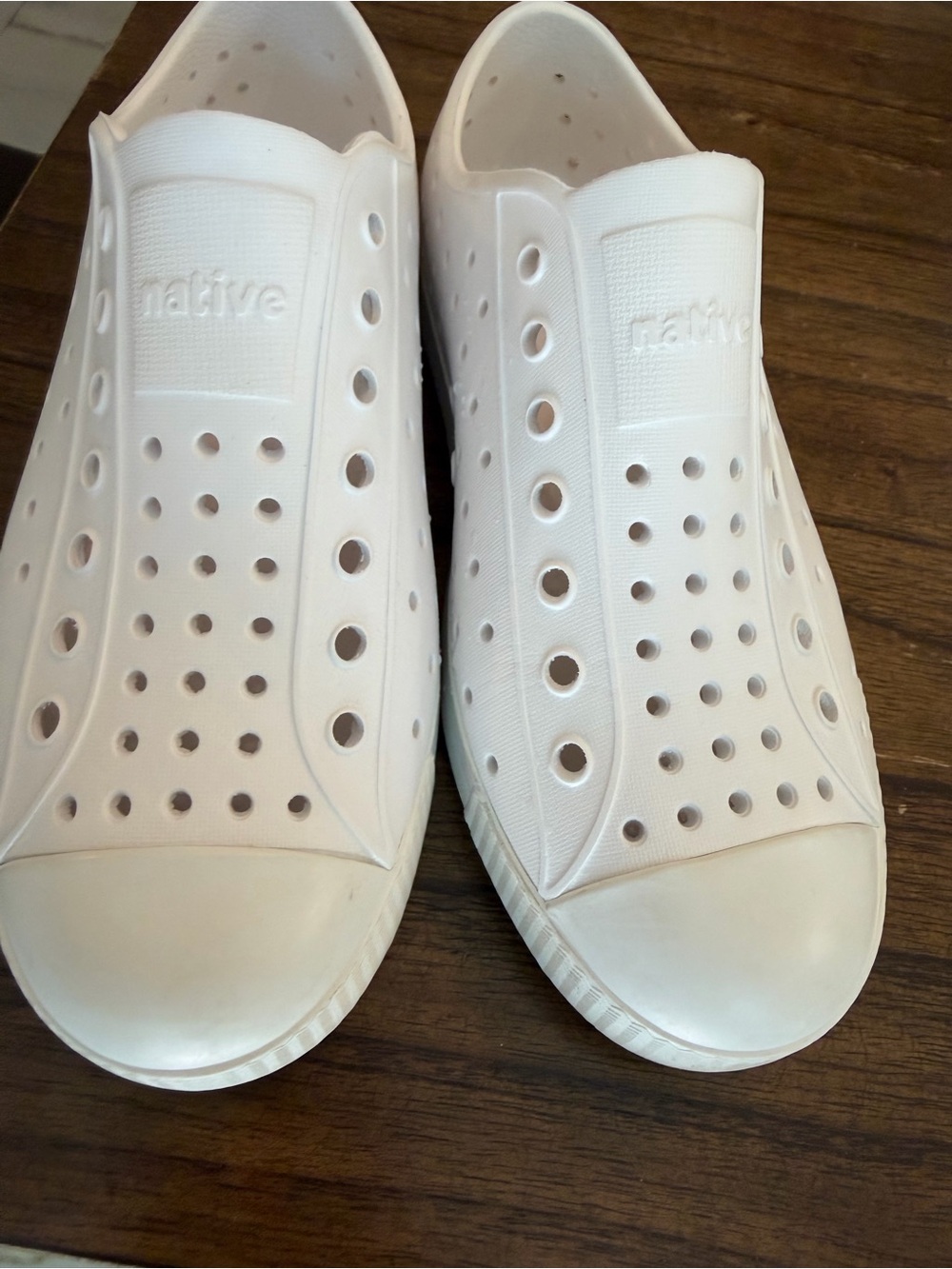 Native White Perforated Slip-On Sneakers